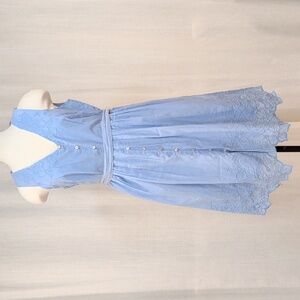 Embroidered Pale Blue Sleeveless Dress